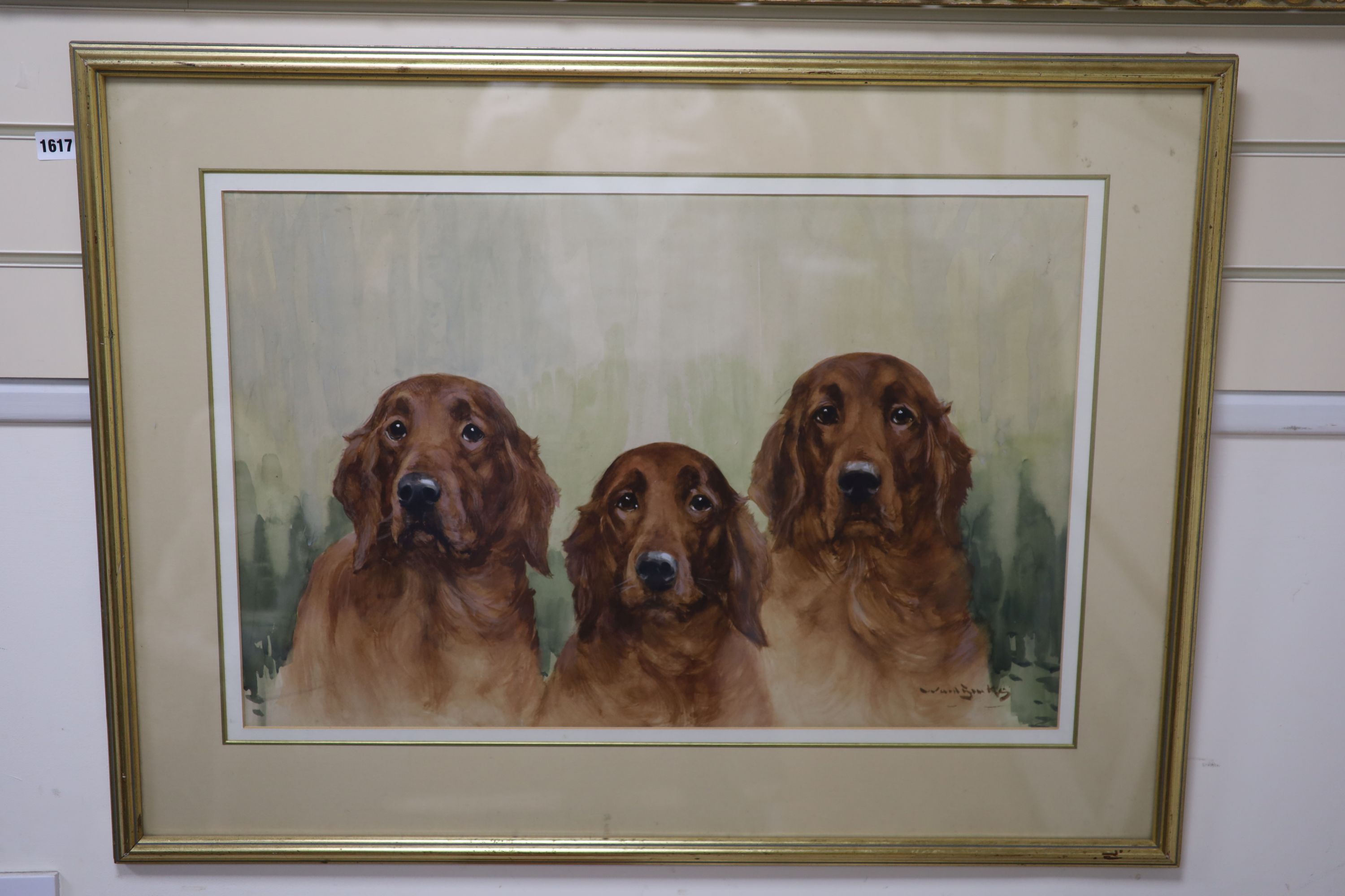 Reuben Ward Binks (1860-1945) Three Irish setters 17.5 x 26.75in.